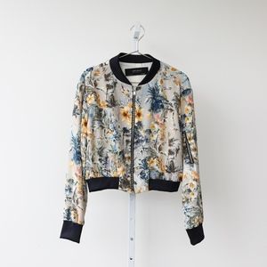 Zara Basic Collection Floral Bomber Jacket